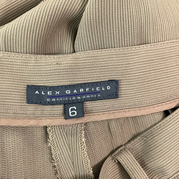 Alex Garfield Sydney Trousers Dress Pants Women 6 Beige Tapered Pleated Textured - Picture 6 of 10